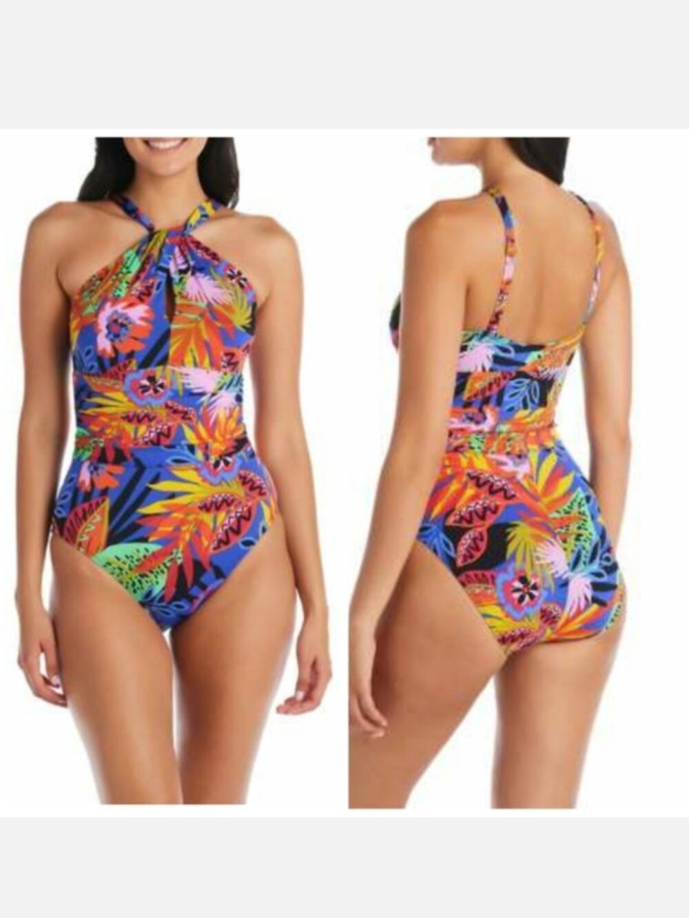 Bleu Rod Beattie One Piece Bathingsuit Swimsuit Multicolor Tropical Beach 10